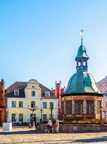 The historic city center of the Hanseatic city of Wismar is a UNESCO World Heritage Site.