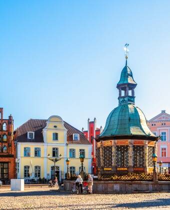 Den historiske bymidte i hansestaden Wismar er på UNESCOs verdensarvsliste.