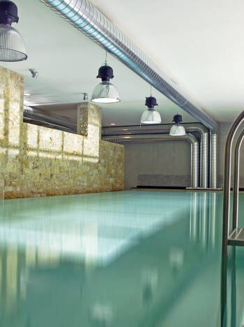 The hotel's wellness area has an indoor pool and sauna.