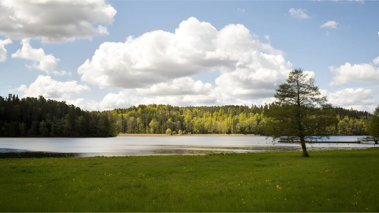 Slapp av ved vakker innsjønatur omgitt av fredelig landskap og turveier.