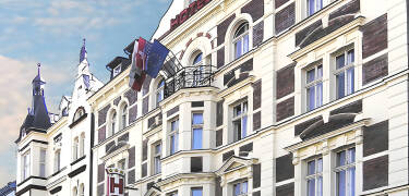 The hotel is set in a renovated castle from the early 1900s, about a 10-minute walk from the city centre.