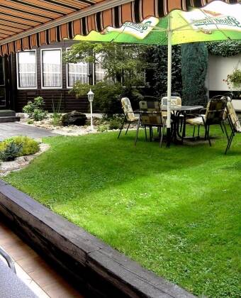 The hotel's patio is perfect for relaxing after the day's excursions.