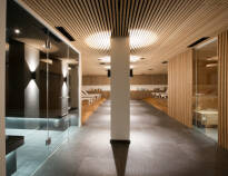The spa features a Finnish sauna, a steam bath, a gym and more.