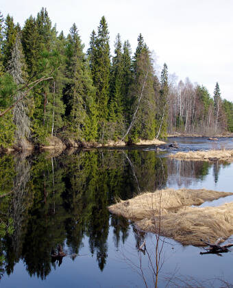 Området er omgivet af skove, søer og floder og byder på maleriske naturscenerier.