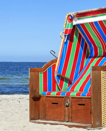 Stranden ligger bare fem minutter fra Baltic Village.
