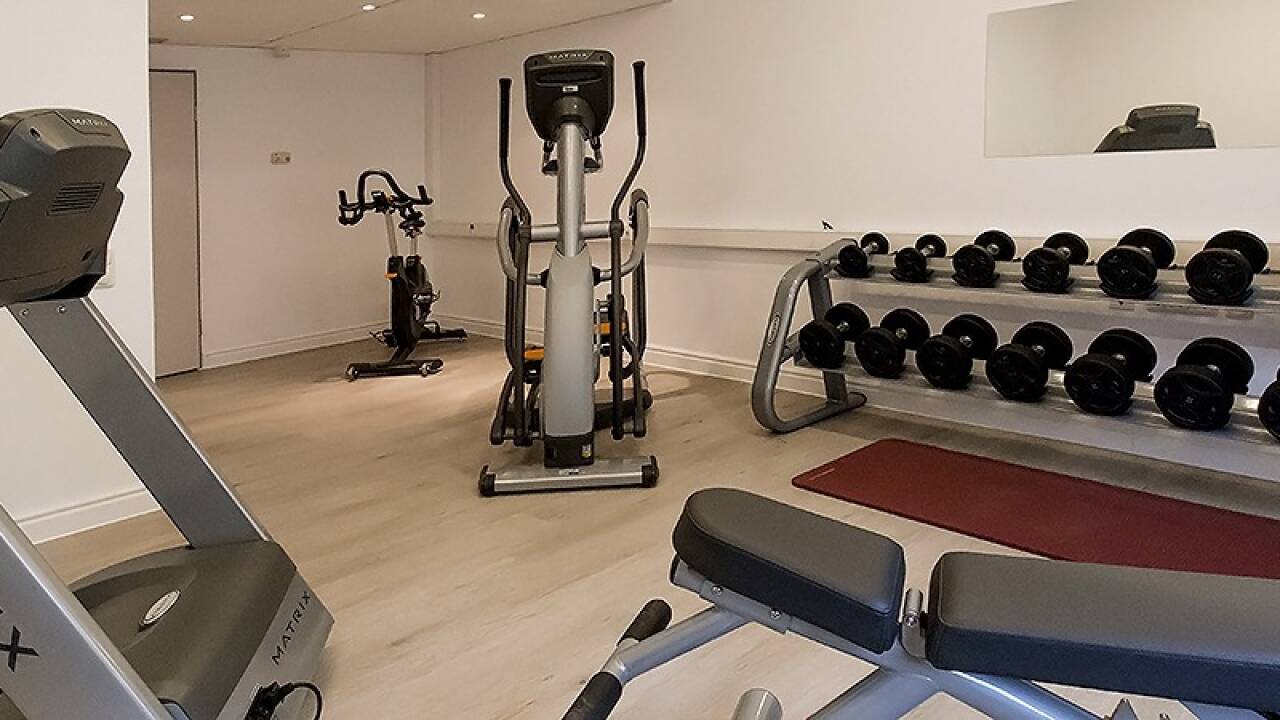 Erholen Sie sich im Wellnessbereich mit Sauna, Fitnessraum und entspannenden Spa-Zonen.