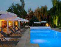 During the summer, you can relax and enjoy a dip in the hotel's outdoor pool.