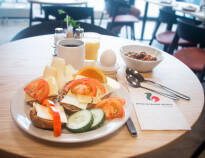 Start your day with a good and varied buffet breakfast, enjoyed in the hotel's cosy surroundings.