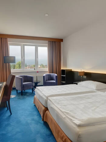 Komfortable, moderne Zimmer mit allem Notwendigen machen das Skycity Hotel Atrigon zu einer guten Wahl.