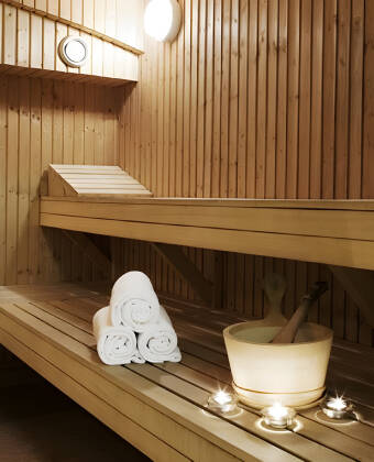 Det finns möjlighet för total avkoppling på hotellet med en härlig stund i bastun.