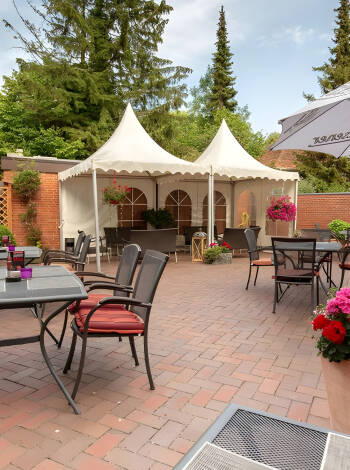 Die Terrasse ist ideal, um nach einem Tag voller Besichtigungen zu entspannen.