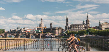 Utforska Dresden på cykel! En uthyrningsstation finns på hotellet.