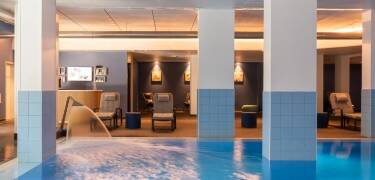 Wind down in the spa area with indoor pool, sauna and steam bath.