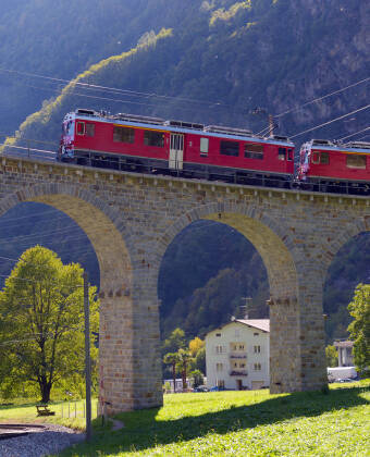 The Bernina Express, a UNESCO-listed railway line, is within reach and makes for a scenic day trip through the Alps.