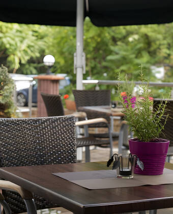 The hotel’s lovely terrace is a great place to relax.