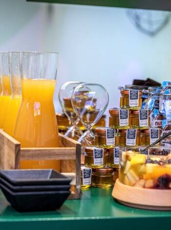 Tasty buffet breakfast with homemade cakes and dietary options, served in-room at no extra charge.