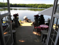 The hotel's lakeside terrace is a great place to relax.