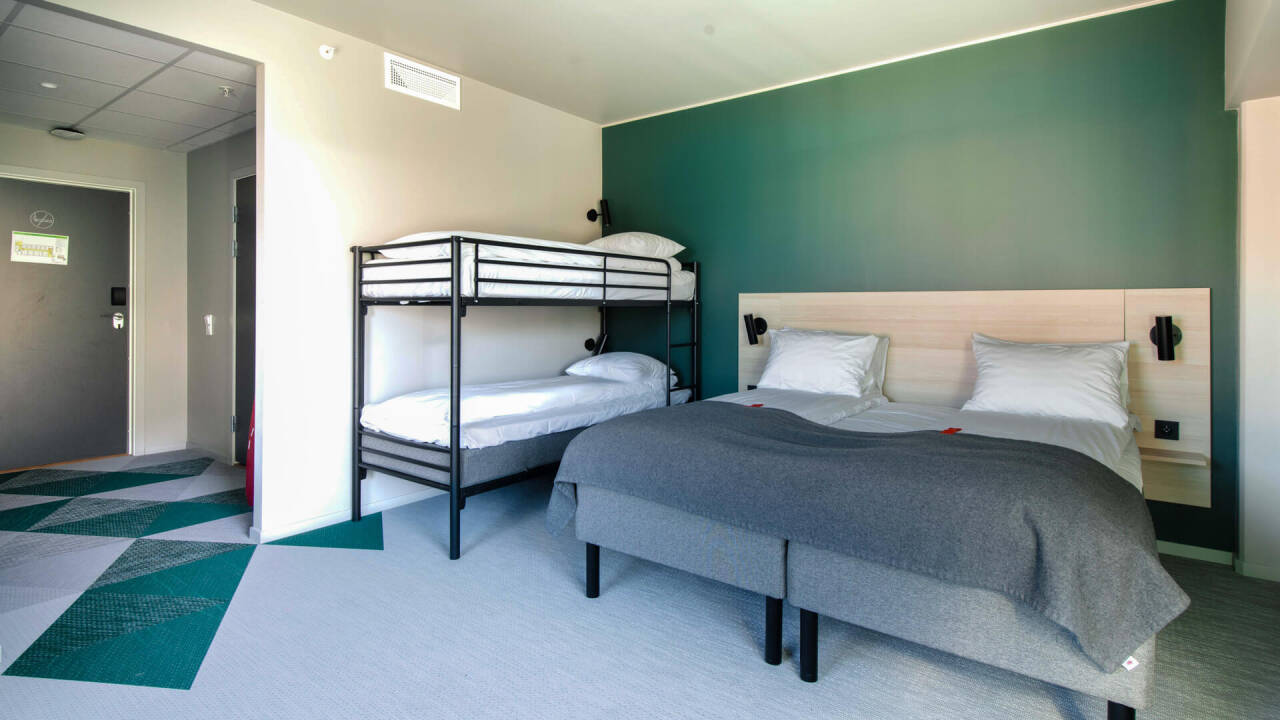 Modern rooms with options for up to four people make the hotel a great choice for friends and families.