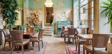 The interiors reflect the building's history and unique personality.