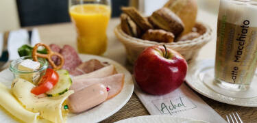 Mornings start with a generous breakfast buffet.