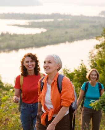 Hiking and cycling routes reveal the surrounding mountain scenery.