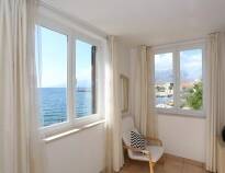 You will stay in bright, modern and spacious apartments, all with a lovely sea view.