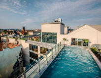 The rooftop outdoor pool is open from May to September.