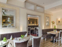 The hotel restaurant offers tasty dishes in a cosy atmosphere.
