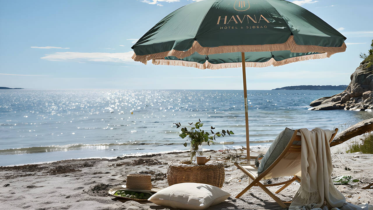 Slapp av på Havna Strand, et fredelig tilfluktssted ved sjøen hvor sol, sjøbris og ro setter tempoet.