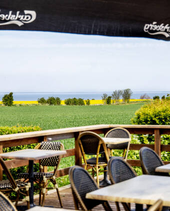 Fra kroens terrasse kan dere se havet og den omkringliggende naturen, mens dere nyter en forfriskning!