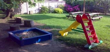 After a day of activities, relax in the hotel's garden, which also has a playground for the little ones.