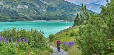 Utforska Montafon på cykel eller elcykel längs vackra rutter som börjar nära hotellet.