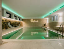 The hotel offers a small wellness area, where you can enjoy a dip in the indoor pool.