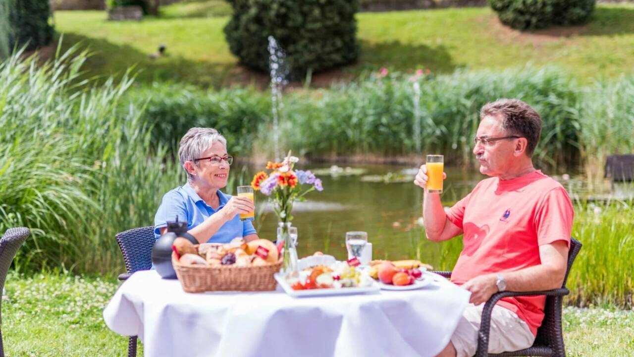 In warmer months, the terrace is a lovely spot to sit back with a drink or enjoy a meal outdoors.