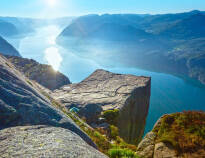Experience the incredible view from the mountain plateau Preikestolen, approx. 45 km from the hotel.