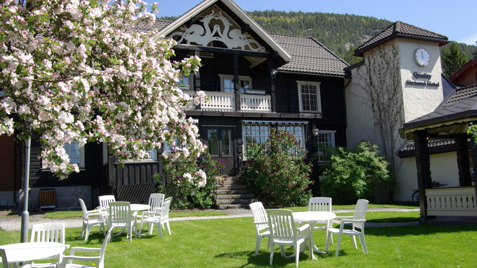Hotellet ligger i naturskønne omgivelser i populære Vrådal i Telemarken