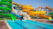 Huge water theme park with slides and games for the big gold medal.