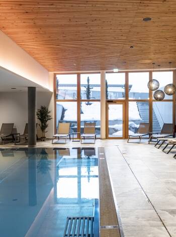 Relax in the lovely wellness area, which includes an indoor pool, massages and saunas.