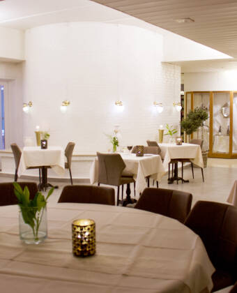 Traditional Danish dishes are served in the cozy restaurant