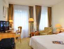 You will stay in beautiful and stylish rooms, where free coffee and tea are available during your stay.