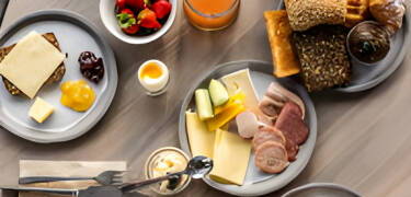 Scandic is known for a high quality breakfast. Fresh breads, rolls and lots of greens and fruits.