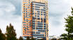 Das Gebäude ist das höchste in Lund und ändert seine Farbe je nach Sonneneinstrahlung.