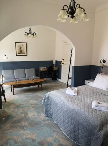 The hotel's rooms are modern and comfortably furnished.