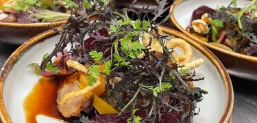 Genießen Sie einen Aufenthalt mit viel gutem Essen im Restaurant, mit Fokus auf die Verwendung saisonaler Zutaten.