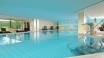Das Hotel hat einen 1.100 m² großen Wellnessbereich mit Schwimmbad, Sauna, Spa-Bad und vielem mehr