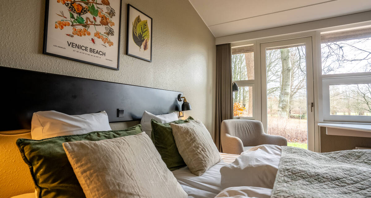 Dobbeltværelse med udsigt til parken og terrasse