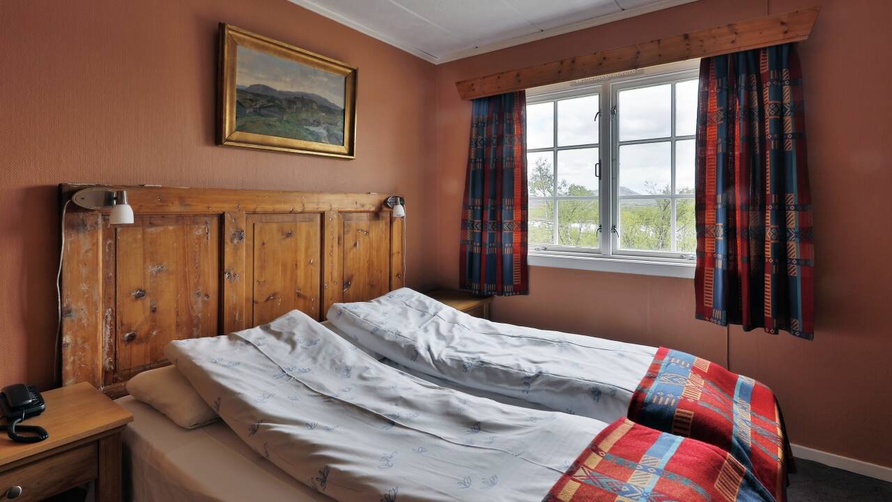 Die Zimmer sind im richtigen norwegischen Berghotelstil eingerichtet.
