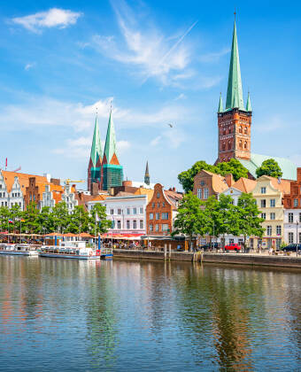 Lübeck Old Town island reveals port city charm between the Trave Wakenitz and canal.