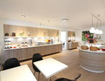 A large and varied buffet breakfast is served each morning in the hotel's bright dining area.