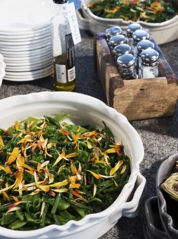 The hotel uses its own ingredients to prepare the food served in the restaurant.